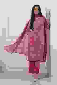 Pink Cotton Blend Straight Suit Set image number 0