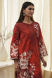 Rust Cotton Floral Straight Kurta Set image number 1