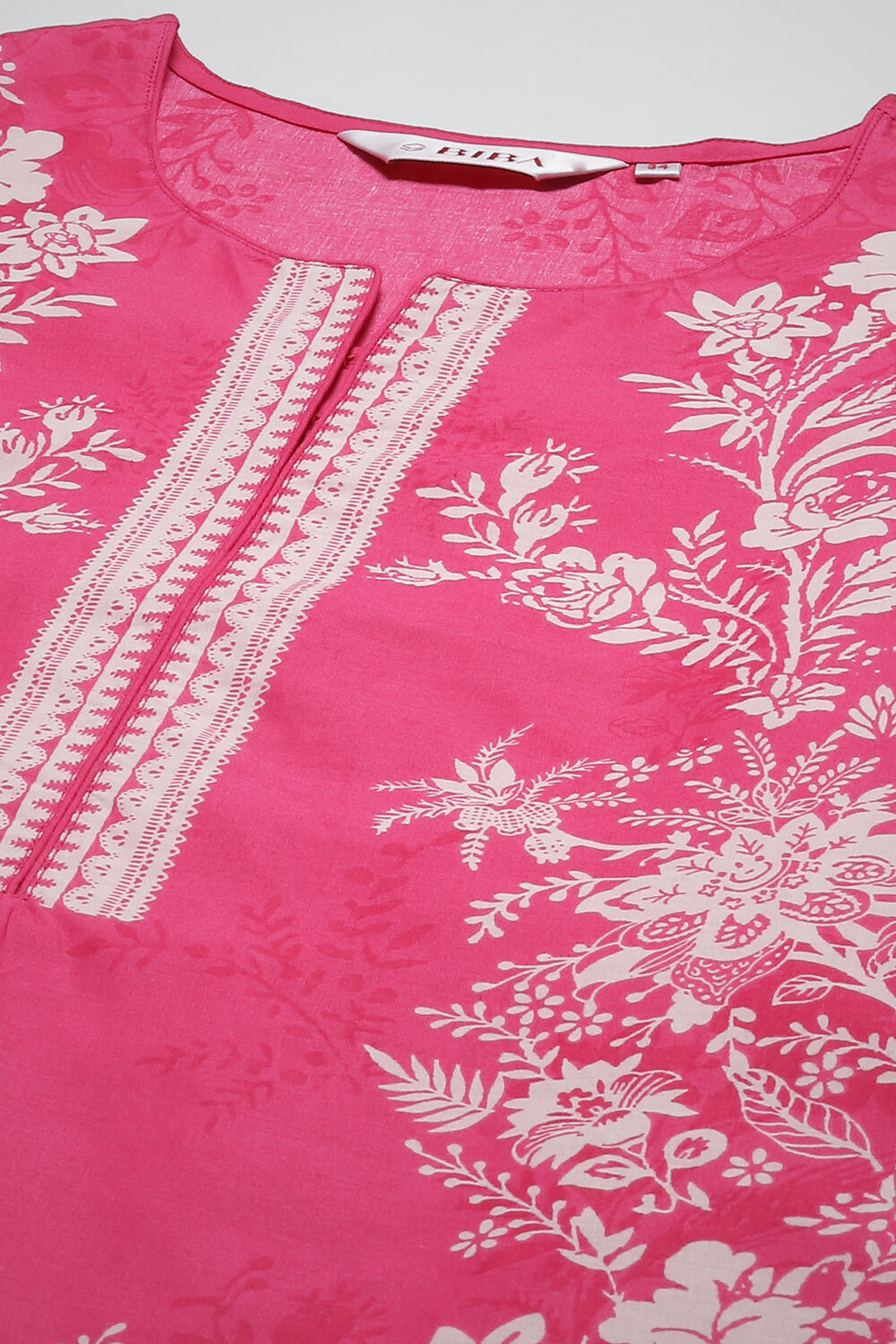 Pink Cotton Straight Printed Kurta image number 5