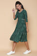 Green Cotton Ikkat Yarndyed Kurta Dress image number 3