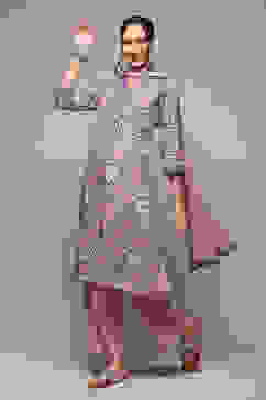 Beige Polyester Straight Kurta Palazzo Suit Set image number 5