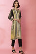 Black And Off White Viscose Printed Kurta image number 2