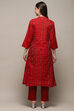 Orange Cotton Unstitched Suit set image number 6