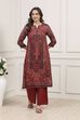 Dull Red LIVA Straight Printed Kurta