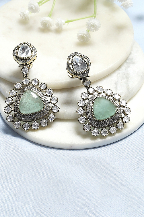 Mint Green Brass Drop & Danglers image number 0