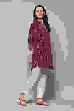 Pink & Purple LIVA Straight Printed Shirt image number 3