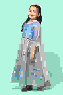 Blue Polyester Short Kurta Printed Suit Set image number 4