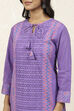 Purple Cotton Schiffli Unstitched Suit Set image number 2