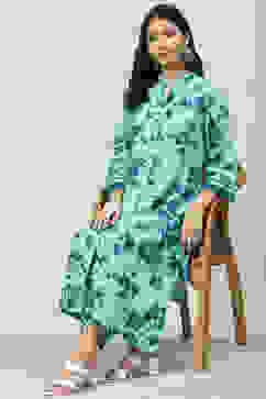 Yellow & Green Rayon Straight 2 Piece Set image number 6