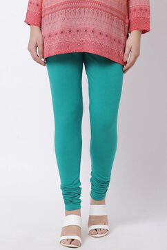 Green Cotton Lycra Churidar image number 0