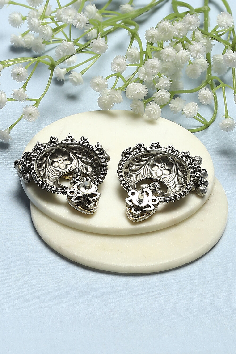 Green Oxidised Festive Danglers image number 2