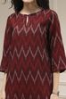 Maroon Cotton Ikat Straight Kurta image number 1