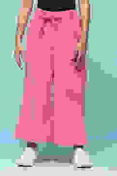 Pink Cotton Solid Pants image number 5