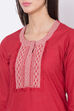 Red Cotton Straight Suit Set image number 1