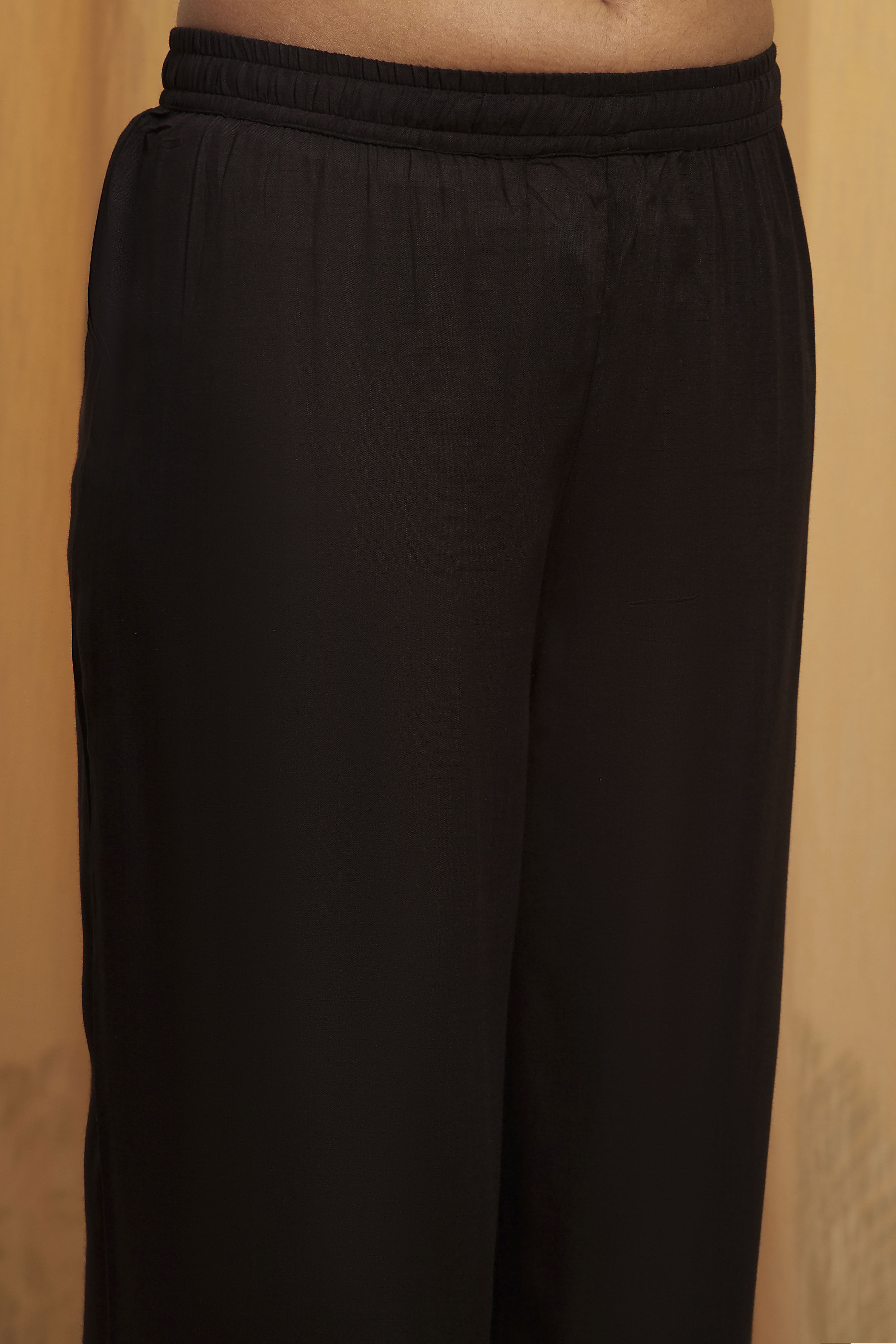 Black Viscose Blend Printed Straight Kurta Set image number 2