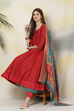 Magenta Cotton Silk Anarkali Kurta Churidar Suit Set image number 0