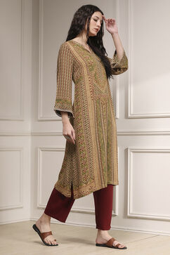 Green Viscose Rayon Straight Printed Kurta image number 5