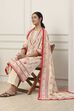 White Cotton Floral Printed A-Line Suit Set image number 0