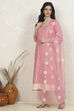 Pink Silk Blend Machine Embroidered Unstitched Suit Set image number 4