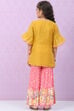 Pink & Yellow Art Silk Straight Kurta Set image number 4