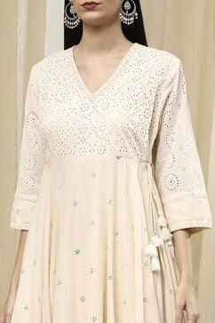 Off White Cotton Anarkali Suit Set image number 1