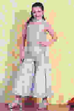 Lavender Cotton Strappy Blouse & Sharara Set image number 3