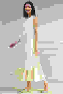 Off White Cotton Layered Suit Set image number 2