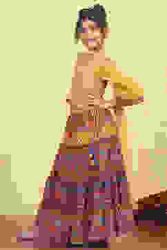 Assorted Polyester Printed Tiered Lehenga Set image number 3