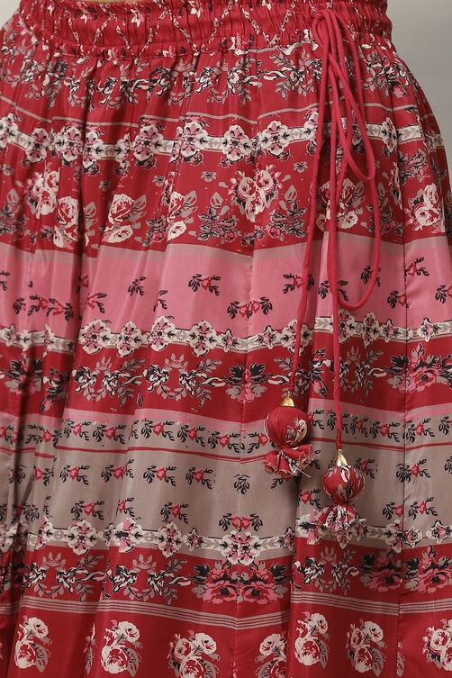 Red Straight Art Silk Skirts image number 2