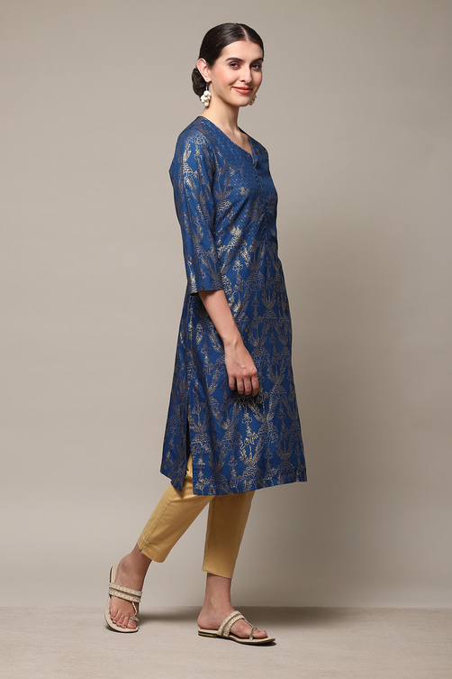 Blue Rayon Flared 2 Piece Set image number 3