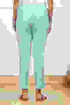 Sky Blue Cotton Solid Regular Pants image number 5