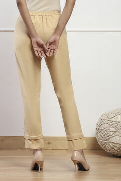 Almond Beige Cotton Flax Regular Pant image number 5