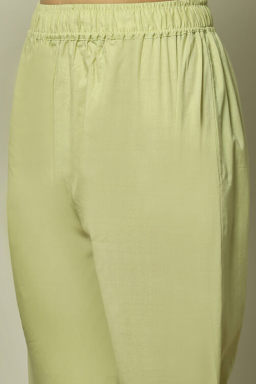 Green Cotton Machine Embroidered Unstitched Suit Set image number 6