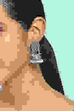 White Stone-Studded Oxidised Jhumkas image number 1