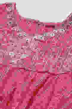 Red Rayon Flared Kurta Garara Suit Set image number 1