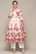 Off White Cotton Anarkali Suit Set image number 7