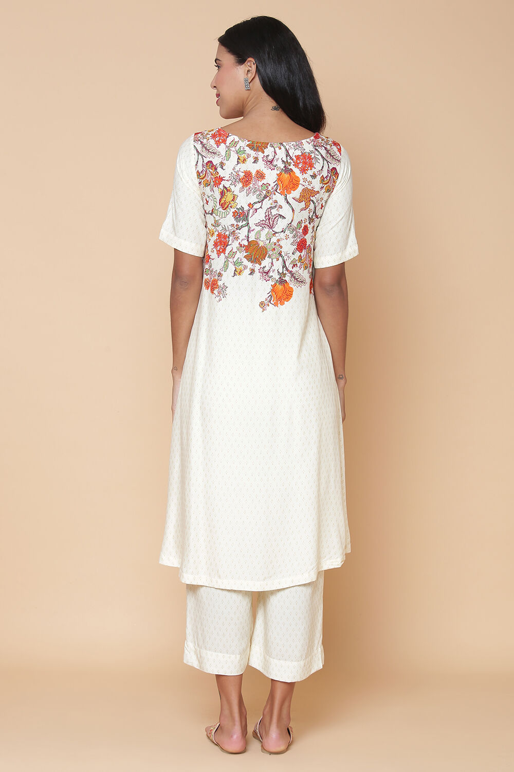 Navy Rayon Asymmetric Kurta Palazzo Suit Set image number 4