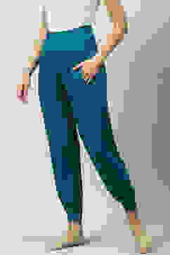Teal Viscose Relaxed Joggers image number 2