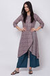 Peach Cotton A-Line Printed Kurta image number 0