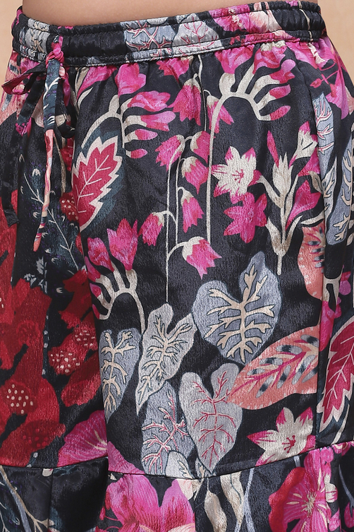 Teal Polyester Printed Gathered Sharara Suit Set image number 2