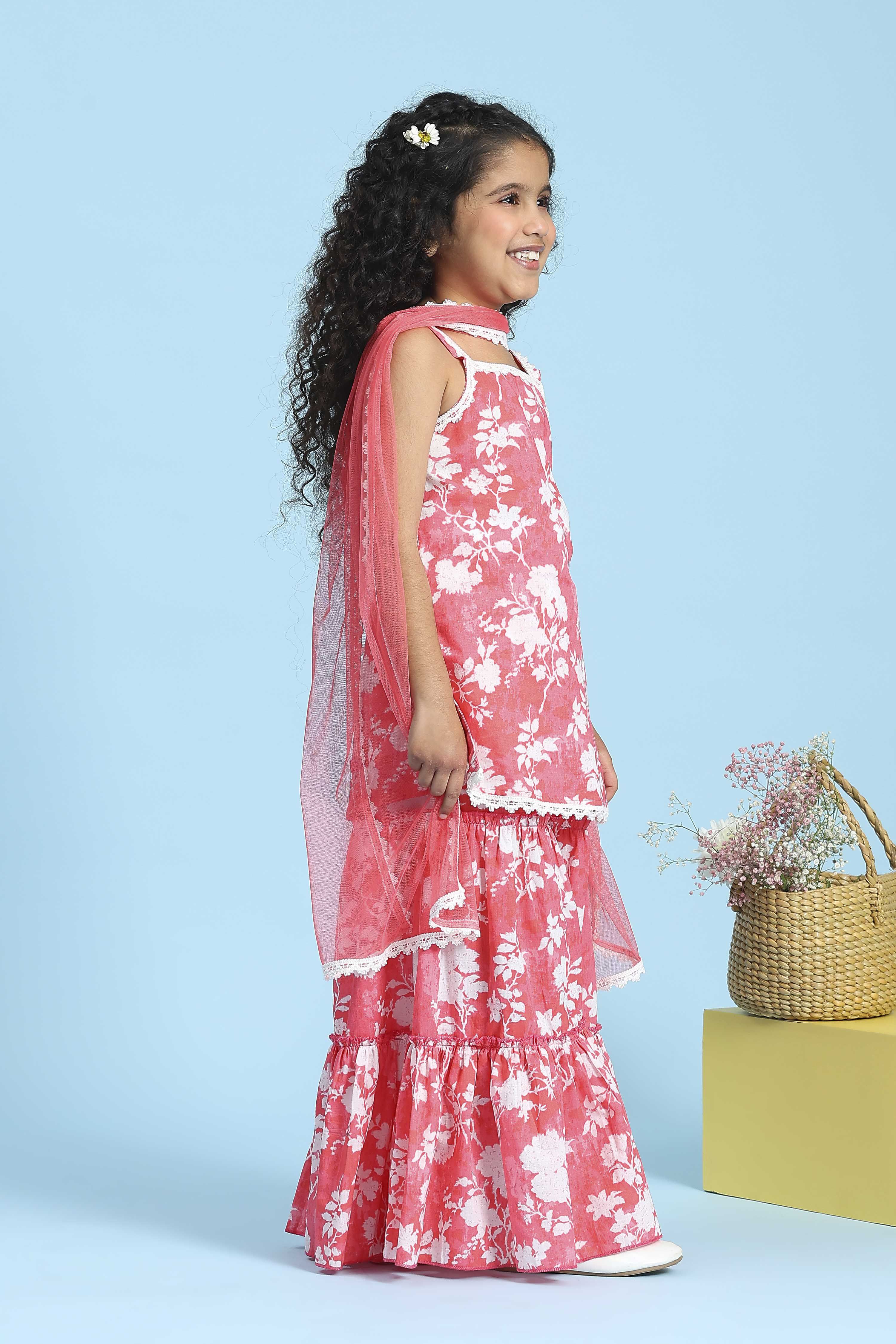 Coral Cotton Printed Straight Suit Set image number 5