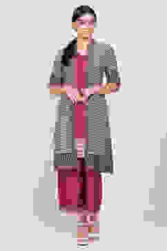 Maroon Cotton Fusion Wear Set image number 0