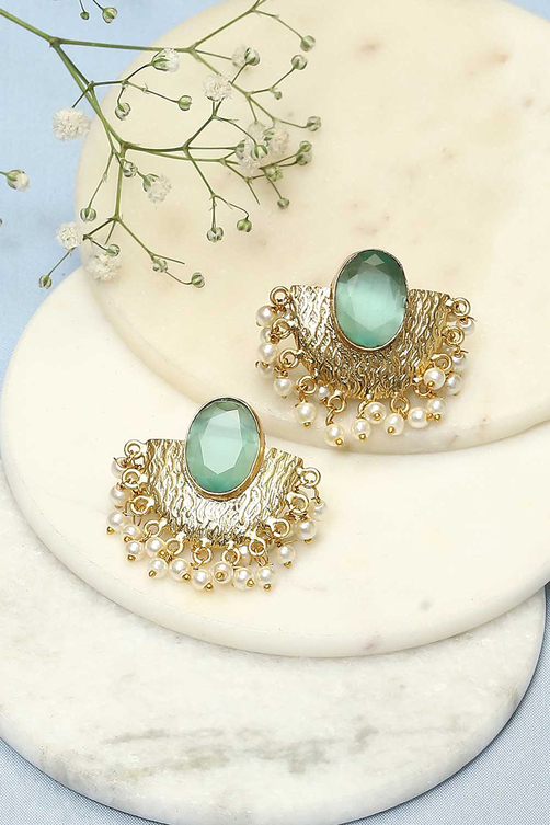 Mint Green Brass Earrings image number 0