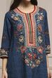 Blue Cotton Straight Printed Kurta Pants Set image number 1