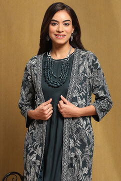 Turquoise Rayon Straight Set image number 1
