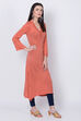 Teal Acrylic And Wool Straight Solid Kurta image number 2