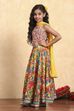Light Pink Viscose Rayon Flared Printed Lehenga Set image number 3