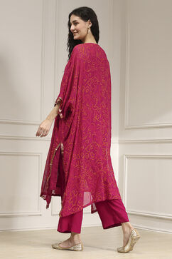 Red Viscose Straight Printed Fusion Set image number 4
