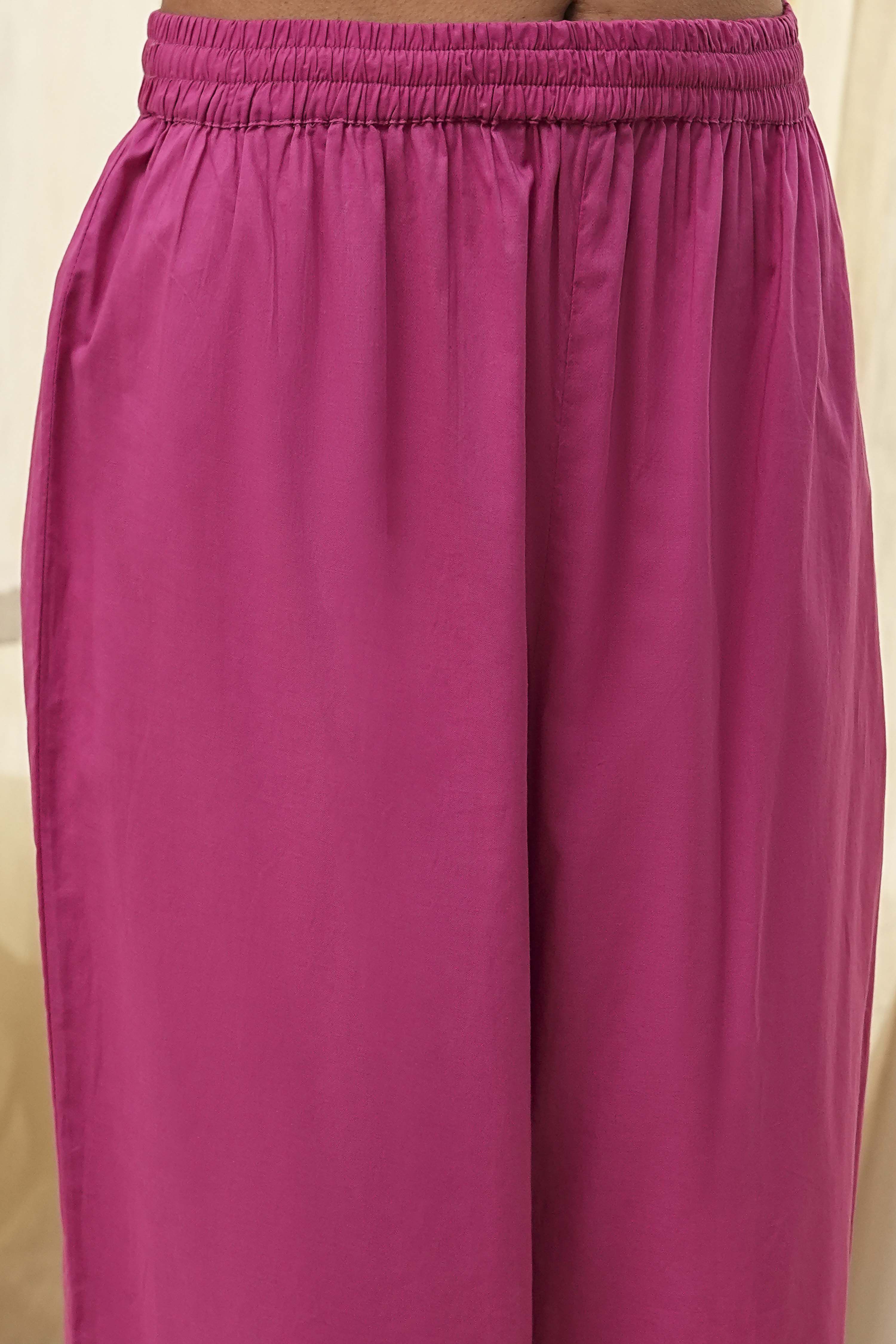 Onion Pink Cotton Printed Anarkali Suit Set image number 2