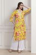 Yellow Floral Printed Straight Kurta